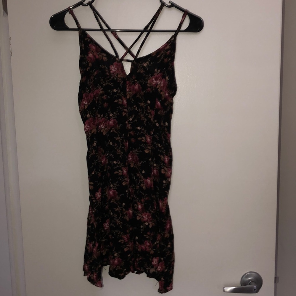 Black Floral Strappy Dress